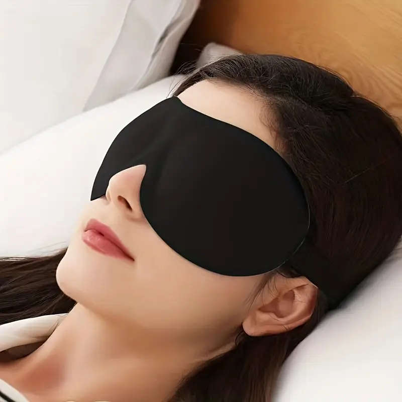 1pc Ultra-Comfort Contoured Sleep Mask 100% Light Blocking Ultra-Soft Skin-Friendly Adjustable Strap