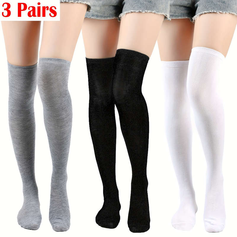 3 Pairs Of Multicolor High Elastic Socks