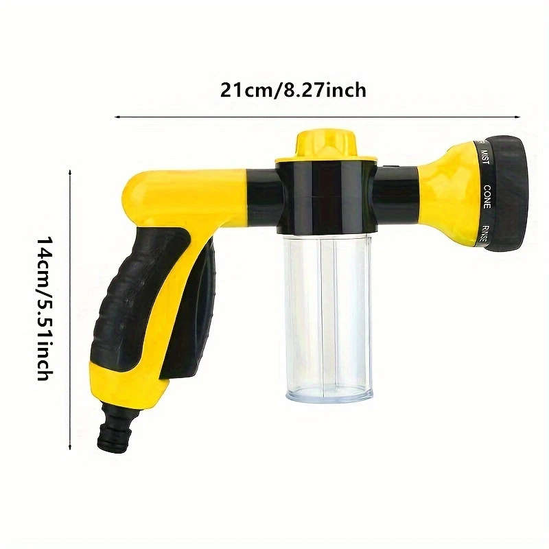 1pc Multifunctional Car Wash Brush with Foam Cannon Bottle Plastic Garden Hose Nozzle Soap Sprayer 1