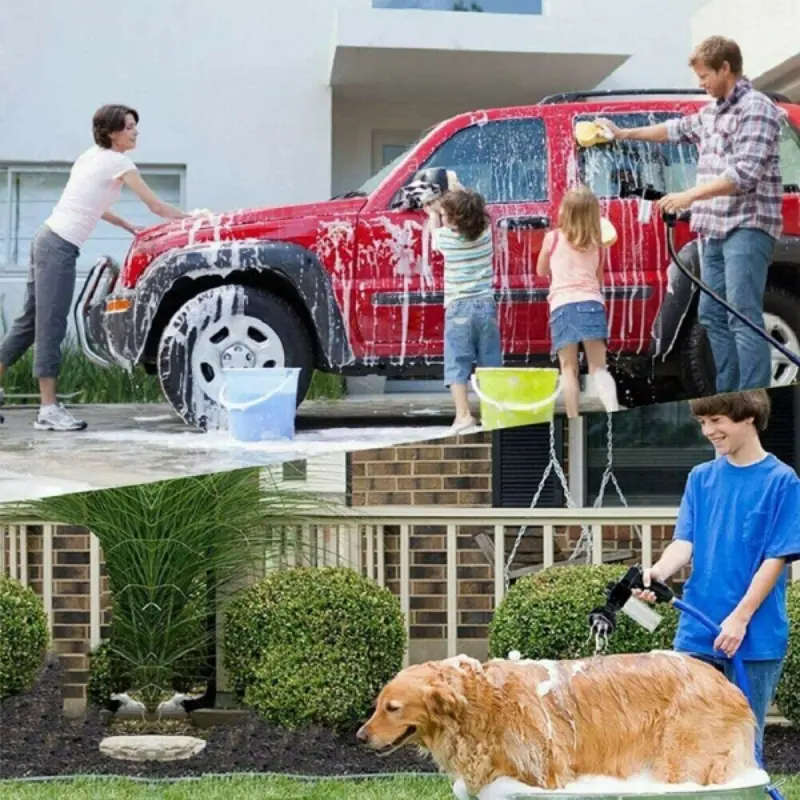 1pc Multifunctional Car Wash Brush with Foam Cannon Bottle Plastic Garden Hose Nozzle Soap Sprayer 1