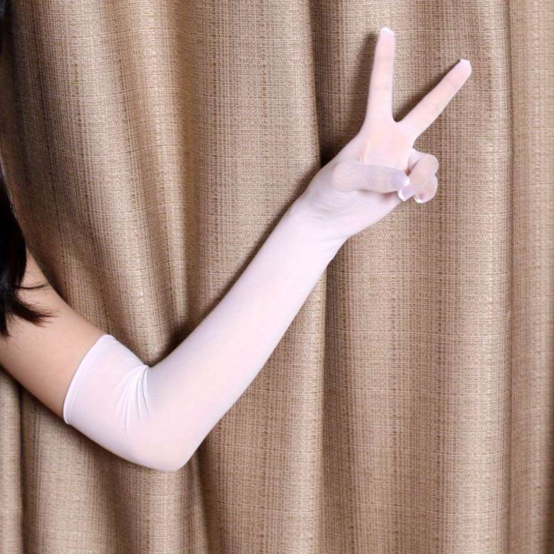 1 Pair Blue Lace Hollow Long Gloves