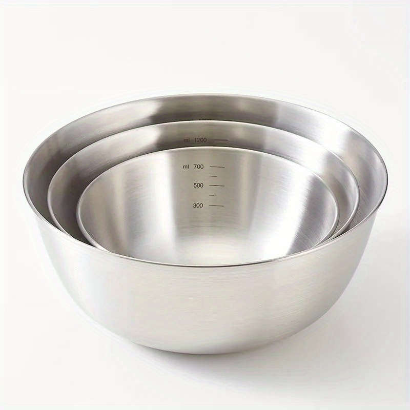 3pcs Stainless Steel Mixing Bowls Set Durable Food-Safe Kitchenware for Cooking Baking Ser