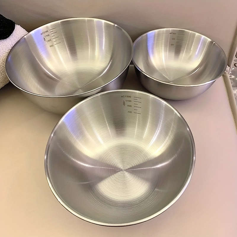 3pcs Stainless Steel Mixing Bowls Set Durable Food-Safe Kitchenware for Cooking Baking Ser