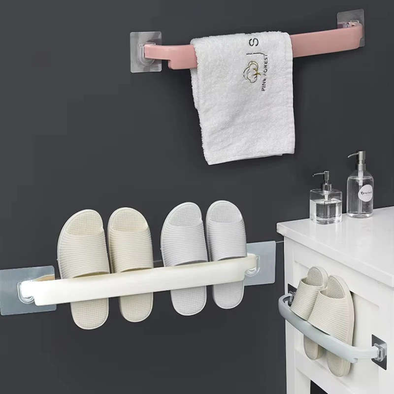 1pc Sesame Cheap Factory Price Multifunctional Wall-Mounted Storage Rack NO Drilling Towel Bar Singl