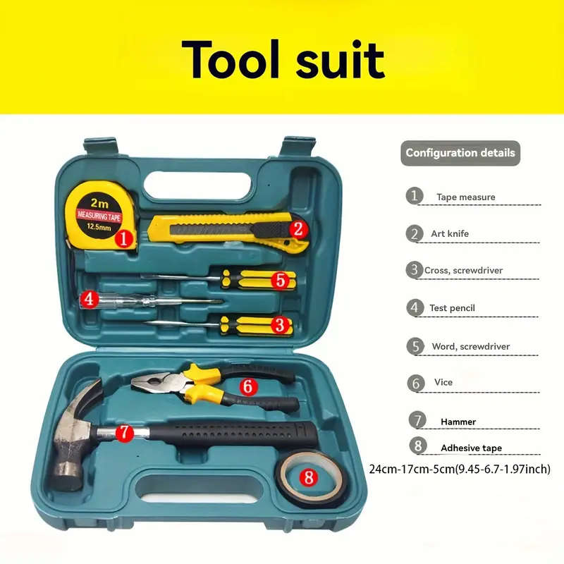 Portable Multi-Function Tool Kit with Pliers Screwdrivers Hammer Tape Measure Art Knife Word Vice Du