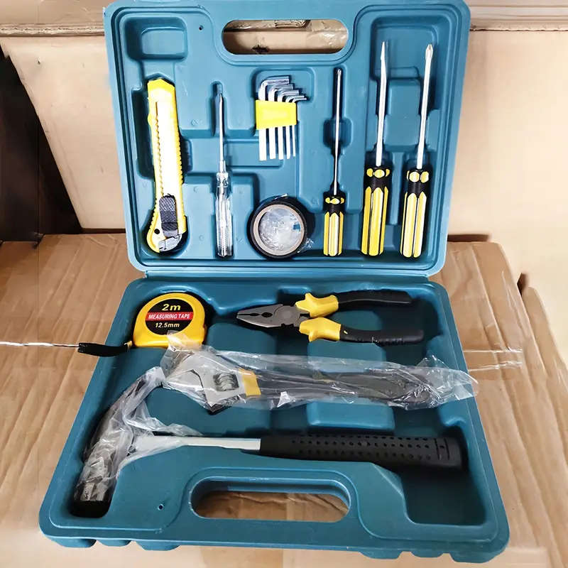 Portable Multi-Function Tool Kit with Pliers Screwdrivers Hammer Tape Measure Art Knife Word Vice Du