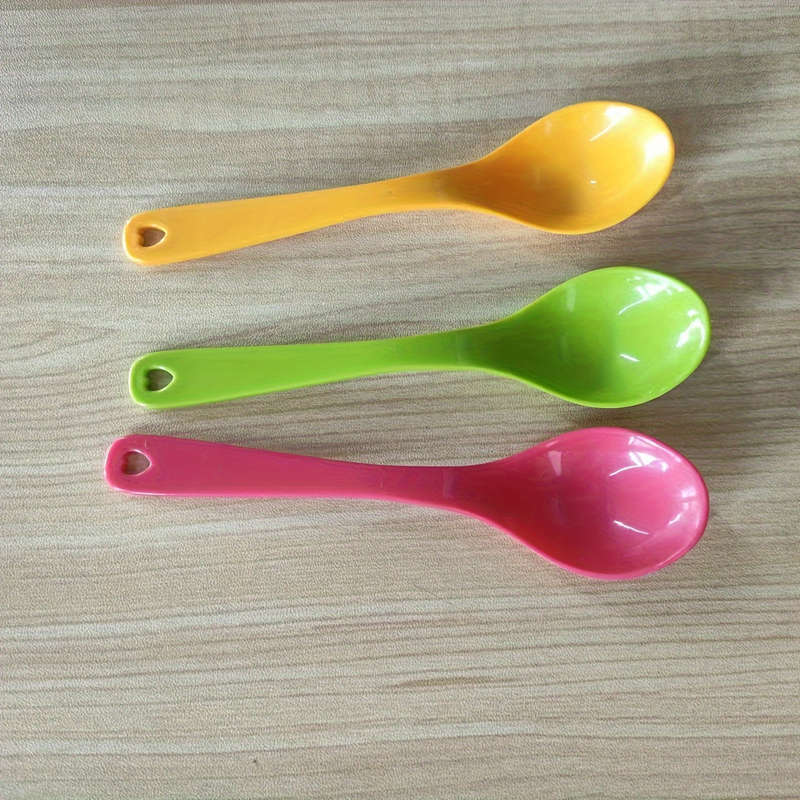 3pcs Set of Multiple Colors Plastic Spoons Food-Safe Non-Electric Versatile Kitchen Utensils
