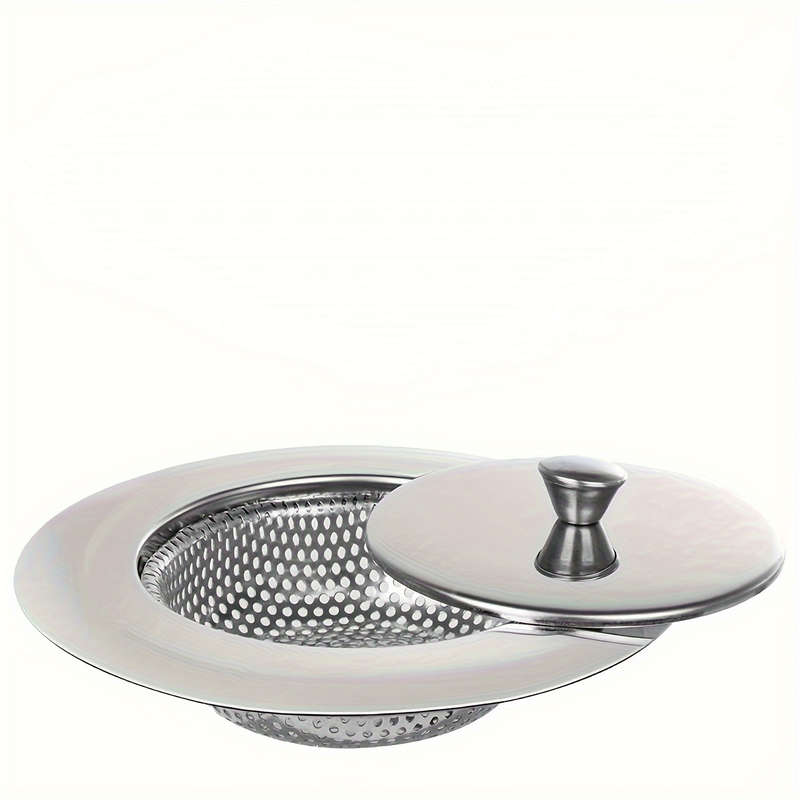 1pc 304 Stainless Steel Kitchen Sink Strainer with Lid Durable Vegetable Washing Drain Prote