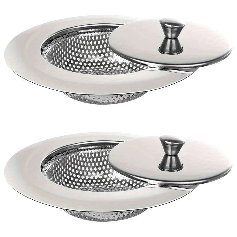 1pc 304 Stainless Steel Kitchen Sink Strainer with Lid Durable Vegetable Washing Drain Prote