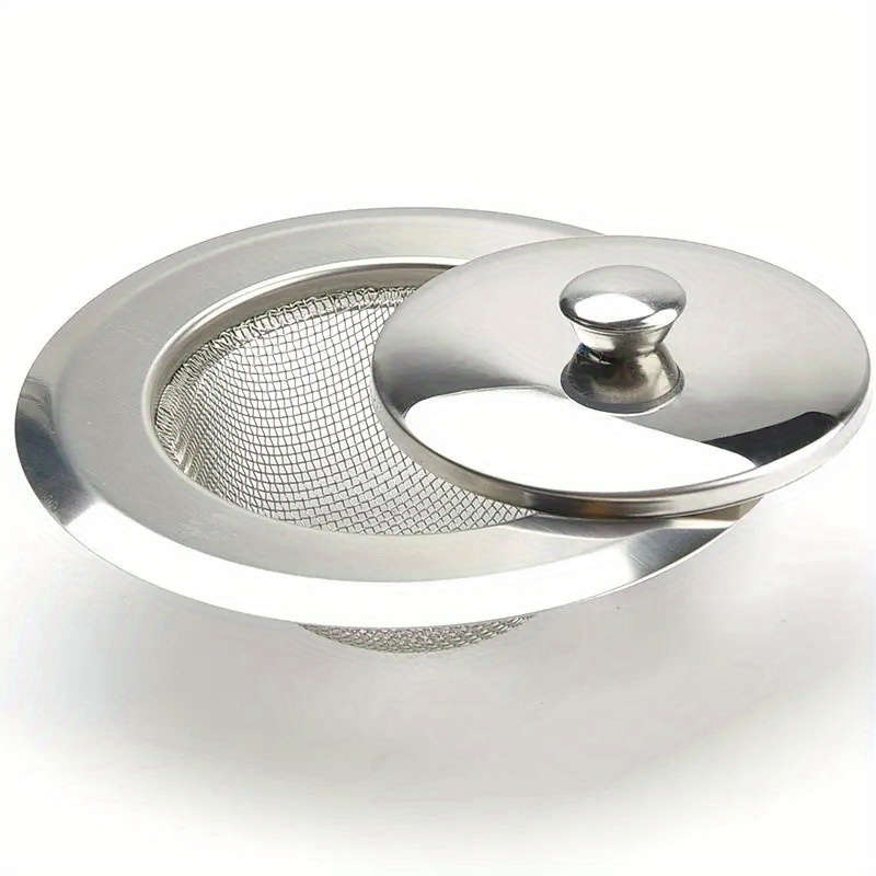 1pc 304 Stainless Steel Kitchen Sink Strainer with Lid Durable Vegetable Washing Drain Prote
