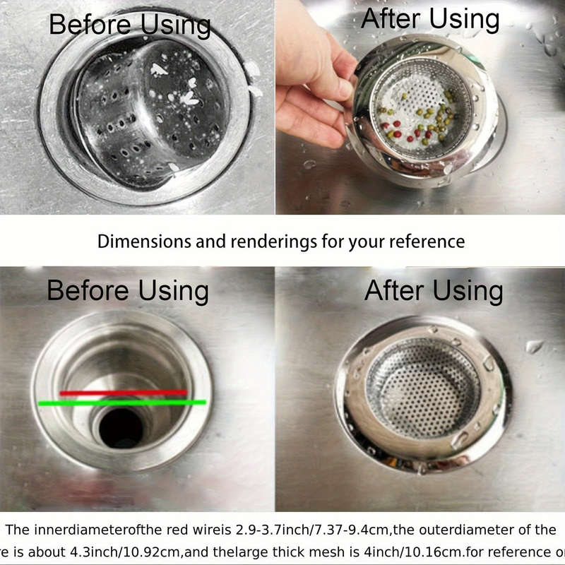 1pc 304 Stainless Steel Kitchen Sink Strainer with Lid Durable Vegetable Washing Drain Prote