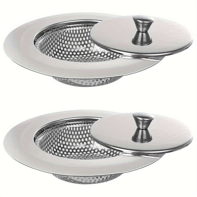 1pc 304 Stainless Steel Kitchen Sink Strainer with Lid Durable Vegetable Washing Drain Prote