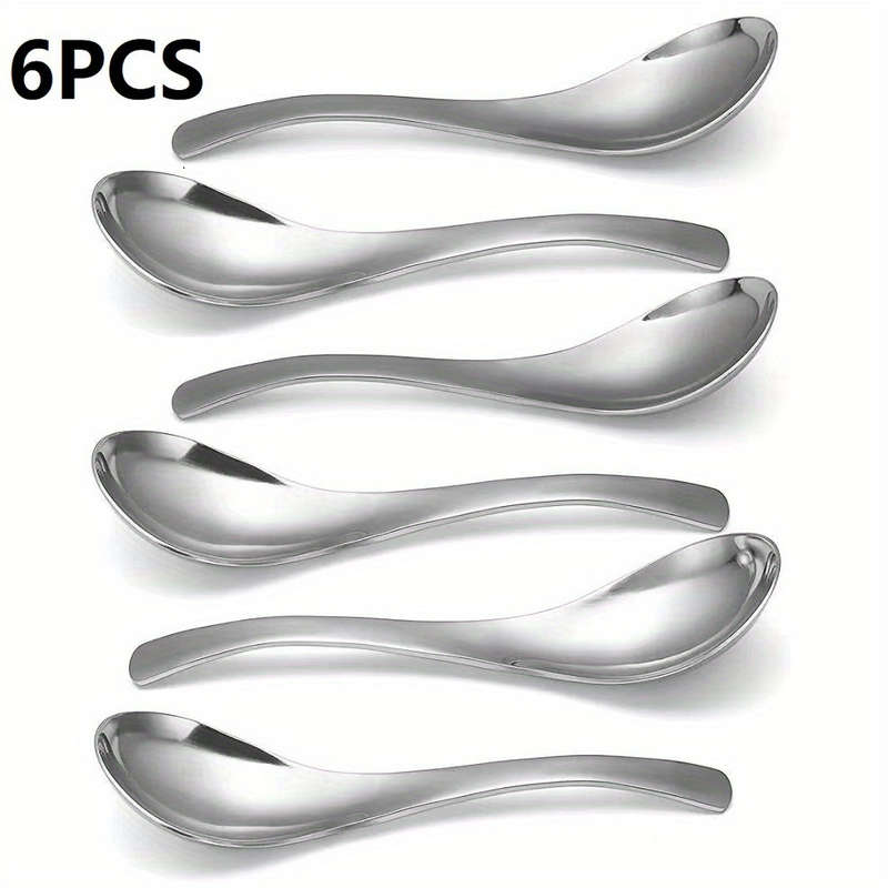 6pcs Heavy Duty Stainless Steel Spoon Set Classic Design Dishwasher Washable Easy To Clean