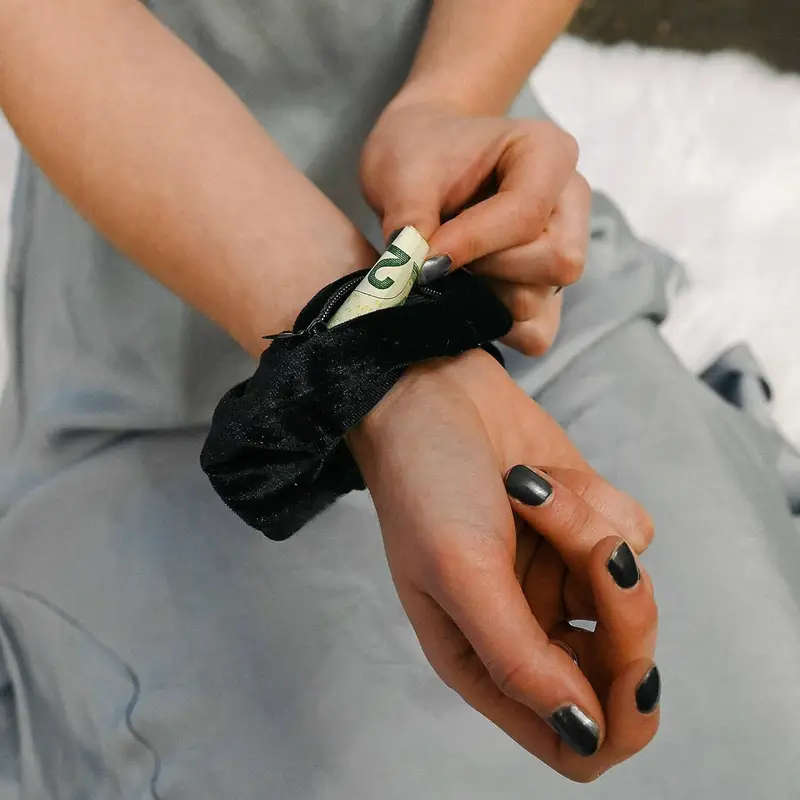 1pc Zipper Scrunchie Hair Tie with Secret Pocket