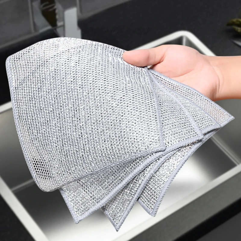 30-Pack Microfiber Steel Wire Scrubbing Pads Double-Sided Reusable Soap Saver Pads for Kitch