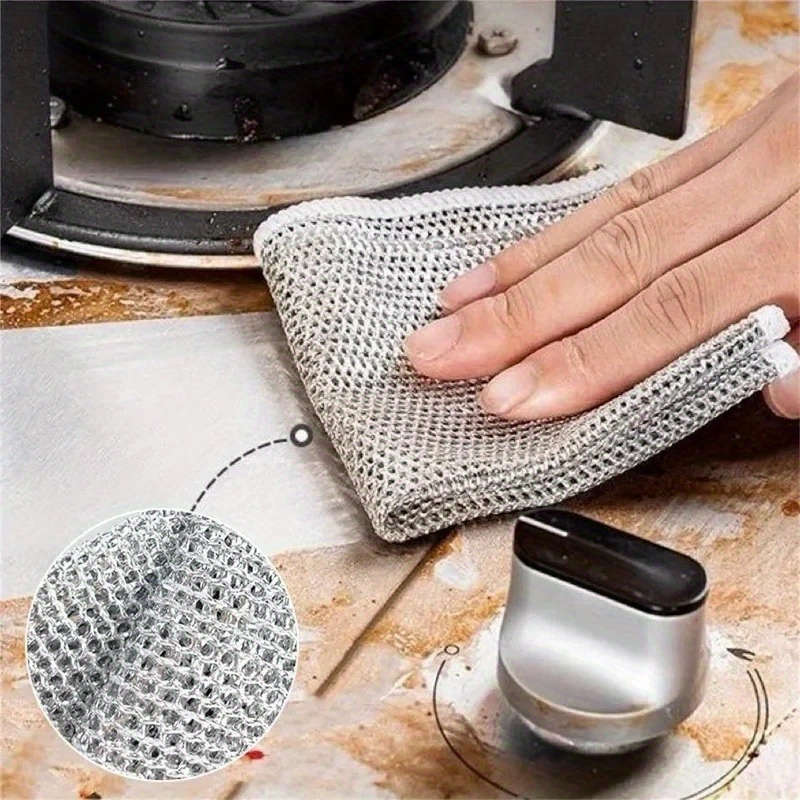 30-Pack Microfiber Steel Wire Scrubbing Pads Double-Sided Reusable Soap Saver Pads for Kitch