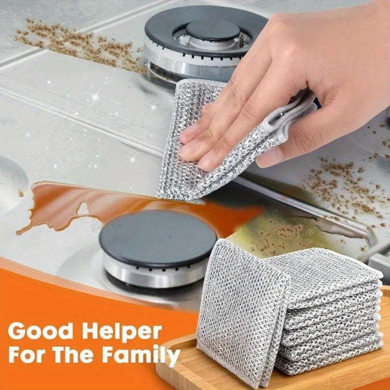 30-Pack Microfiber Steel Wire Scrubbing Pads Double-Sided Reusable Soap Saver Pads for Kitch