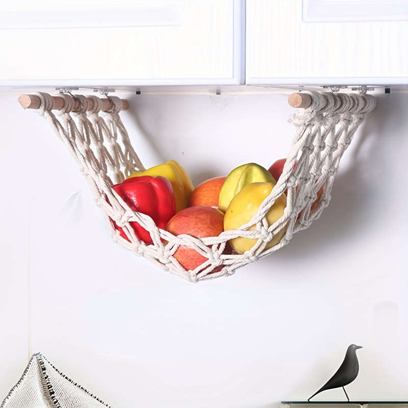 1pc Innovative Storage Bohemian Chic Hand-Woven Fruit Hammock Versatile Hanging Storage Basket f