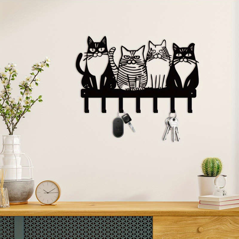 Charming Cat Themed Metal Wall Hook-Perfect for Towels Coats and Keys-Ideal Gift for Cat Lovers-Uni