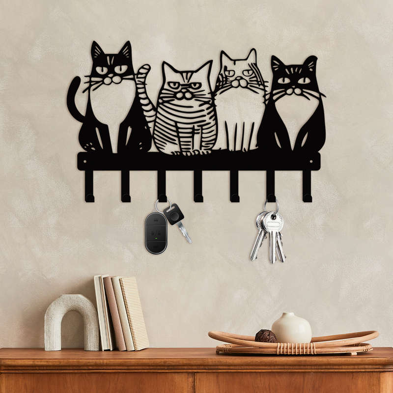 Charming Cat Themed Metal Wall Hook-Perfect for Towels Coats and Keys-Ideal Gift for Cat Lovers-Uni