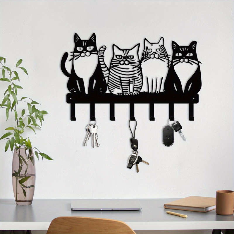 Charming Cat Themed Metal Wall Hook-Perfect for Towels Coats and Keys-Ideal Gift for Cat Lovers-Uni