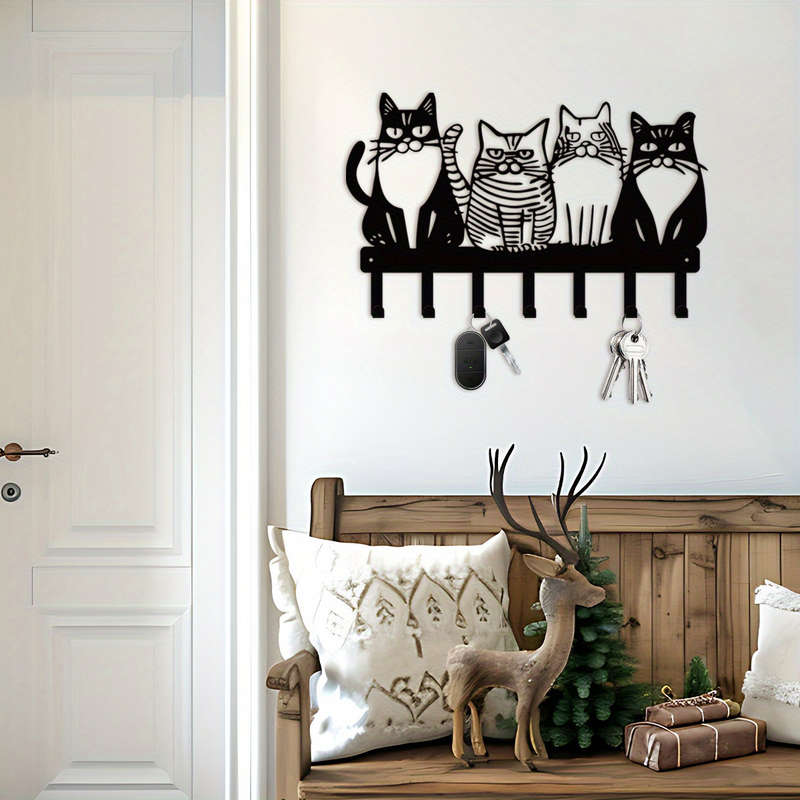 Charming Cat Themed Metal Wall Hook-Perfect for Towels Coats and Keys-Ideal Gift for Cat Lovers-Uni