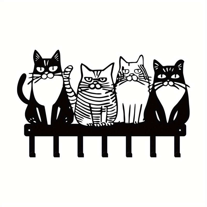 Charming Cat Themed Metal Wall Hook-Perfect for Towels Coats and Keys-Ideal Gift for Cat Lovers-Uni