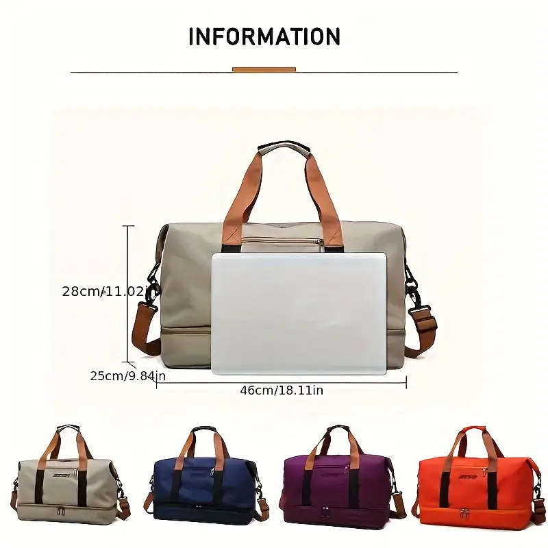 Extra Large Waterproof Travel Duffel Bag with Dry  Wet Separation Lightweight Spacious Handbag