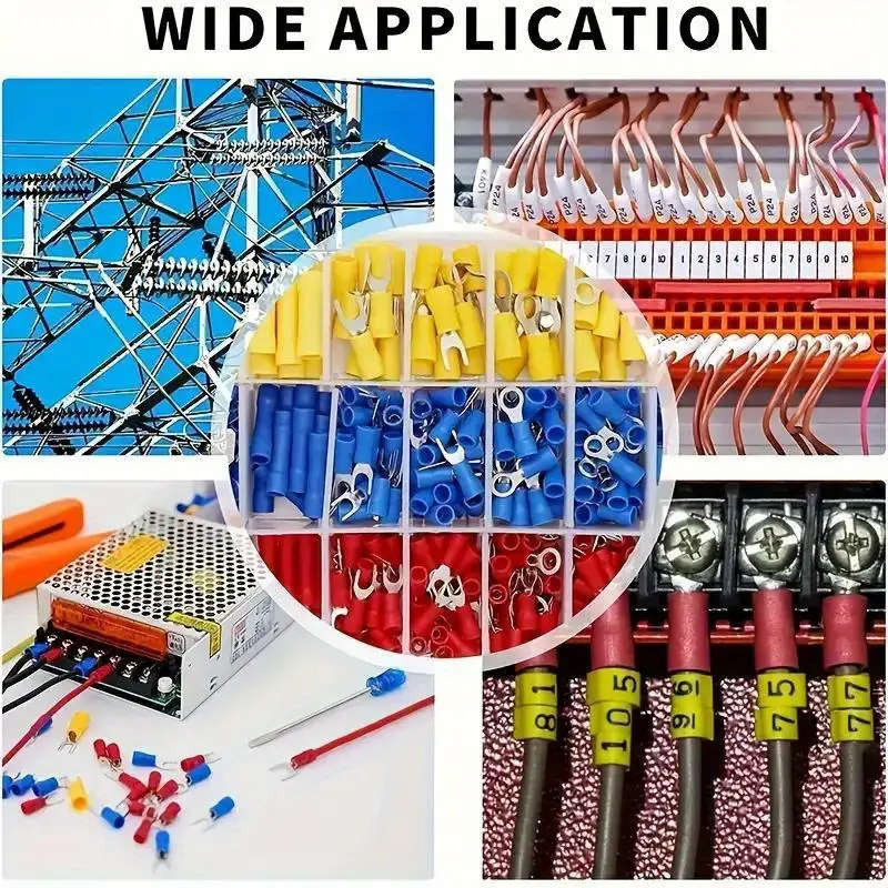 102pcs Electrical Crimp Connectors Set Assorted Insulated Wire Terminals Flat Spade And Ring Crimpin