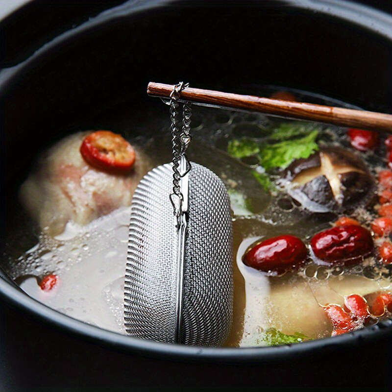1pc Stainless Steel Cooking Spices Infuser Fine Mesh Loose Tea Herbal Strainer Extended Chain K