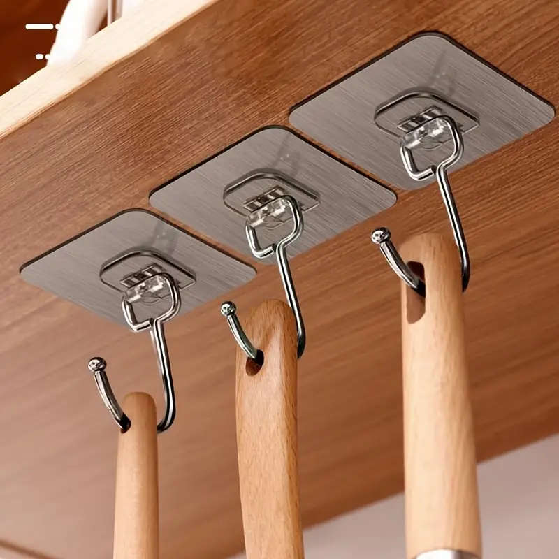 10pcs Wall Hooks Wall Mounted Hanger Large Adhesive Hooks Large Size Free Punching Hook for Bathroom