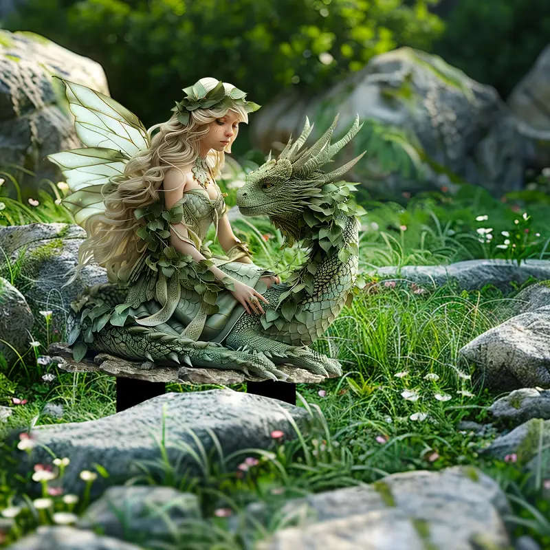 1pc 2D Flat Printing New Acrylic Material Garden Decoration Stake Featuring a Charming Green Fairy A