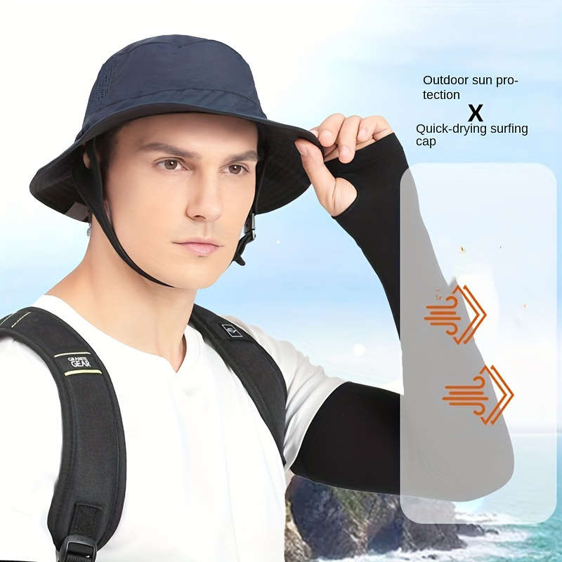 1pc Wide Brim Sun Protection Hat Foldable Outdoor Hiking Fishing Cap Quick-Drying Surfing Fis