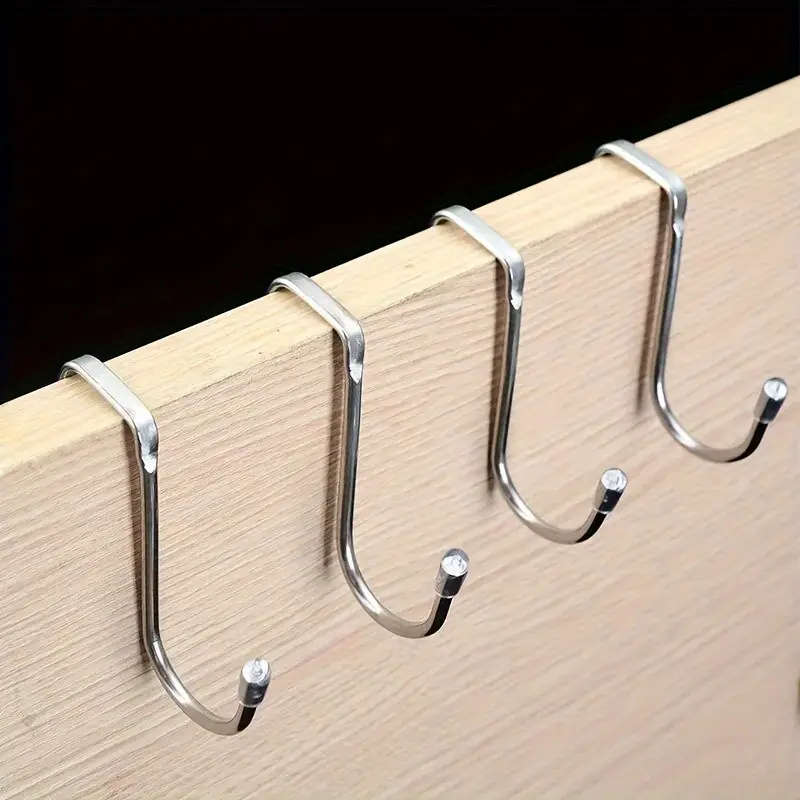 1pc Stainless Steel Over-the-Door Hook Wall Mount Double S-Hook Design Casual Style Easy Install for