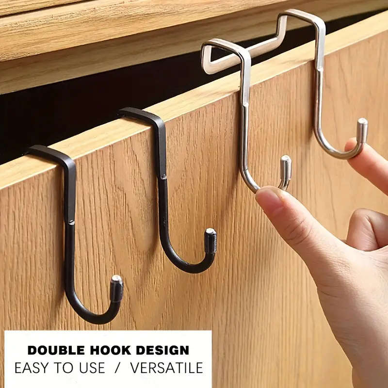 1pc Stainless Steel Over-the-Door Hook Wall Mount Double S-Hook Design Casual Style Easy Install for