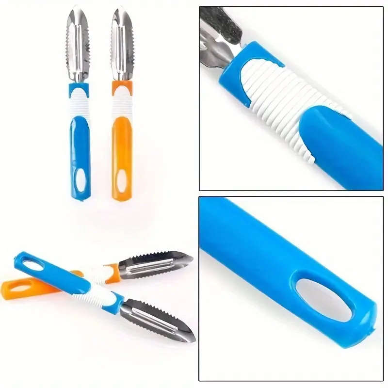 1pc 2-in-1 Stainless Steel Vegetable Peeler and Potato Slicer Multifunctional Rotating Dual Blades T