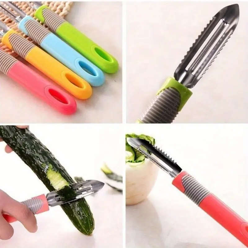 1pc 2-in-1 Stainless Steel Vegetable Peeler and Potato Slicer Multifunctional Rotating Dual Blades T
