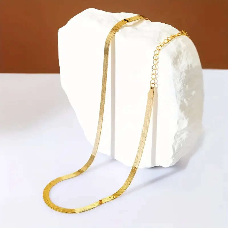 18K Golden Plated Stainless Steel Snake Chain Necklace and Bracelet Set