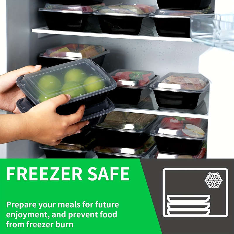 10pcs 16.9oz BPA-Free Plastic Meal Prep Containers Microwave Safe Reusable Stackable Refri