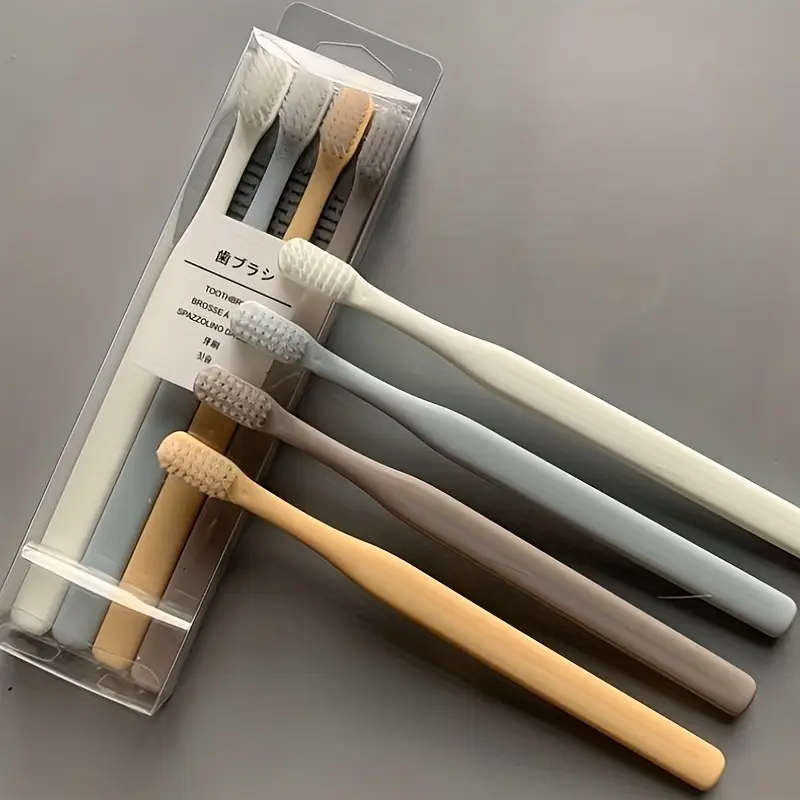4Pack Macaron Soft Microfiber Bristle Toothbrushes Manual Toothbrushes for Adults Disposable Househo