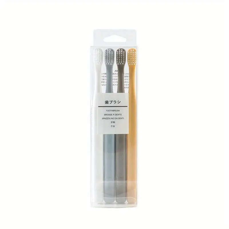 4Pack Macaron Soft Microfiber Bristle Toothbrushes Manual Toothbrushes for Adults Disposable Househo