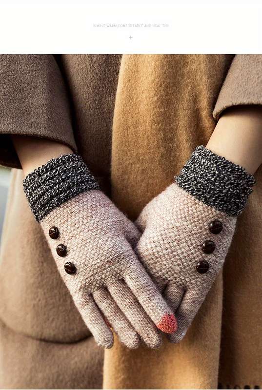 1 Pair Navy Blue Warm Gloves