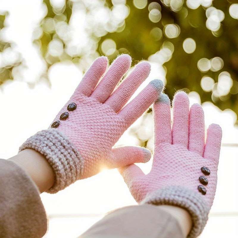1 Pair Navy Blue Warm Gloves