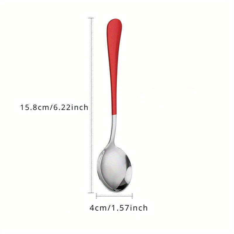 5pcs Elegant Stainless Steel Soup Spoon Set with Vibrant Handles Modern Thick Design Perfect