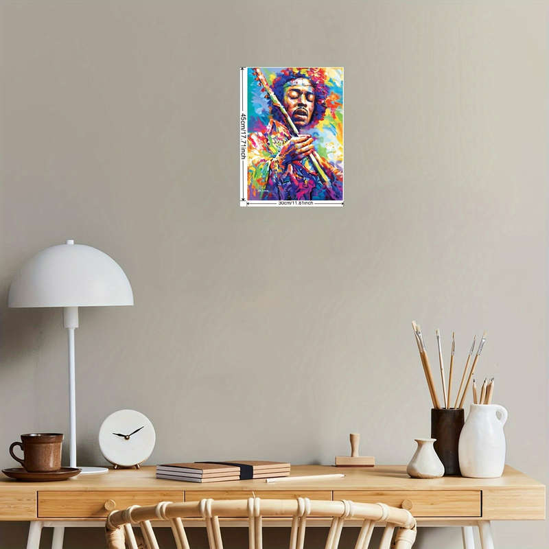 1pc Vibrant Jimi Hendrix-Inspired Canvas Wall Art Frameless 3D Textured Fabric Poster Colorful