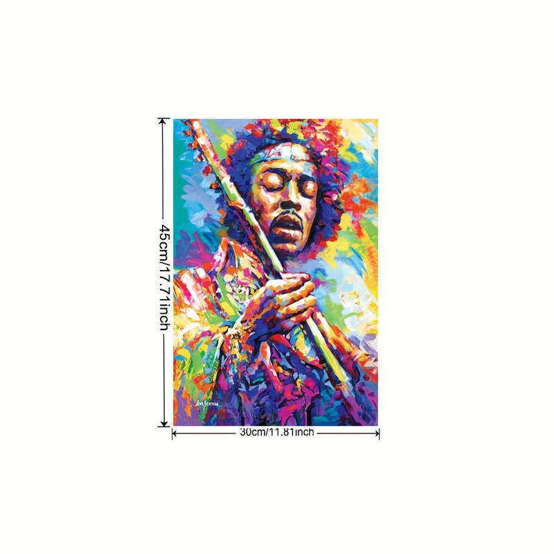 1pc Vibrant Jimi Hendrix-Inspired Canvas Wall Art Frameless 3D Textured Fabric Poster Colorful