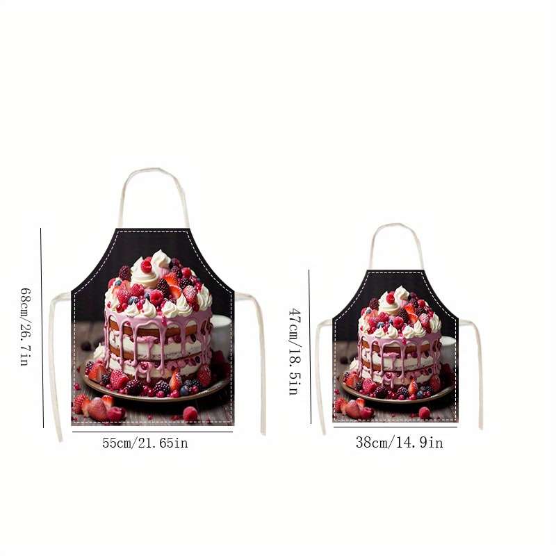 1pc Linen Apron with Cake Print 1pc Woven Linen Chef'S Apron Durable Adjustable Comfortable Fi