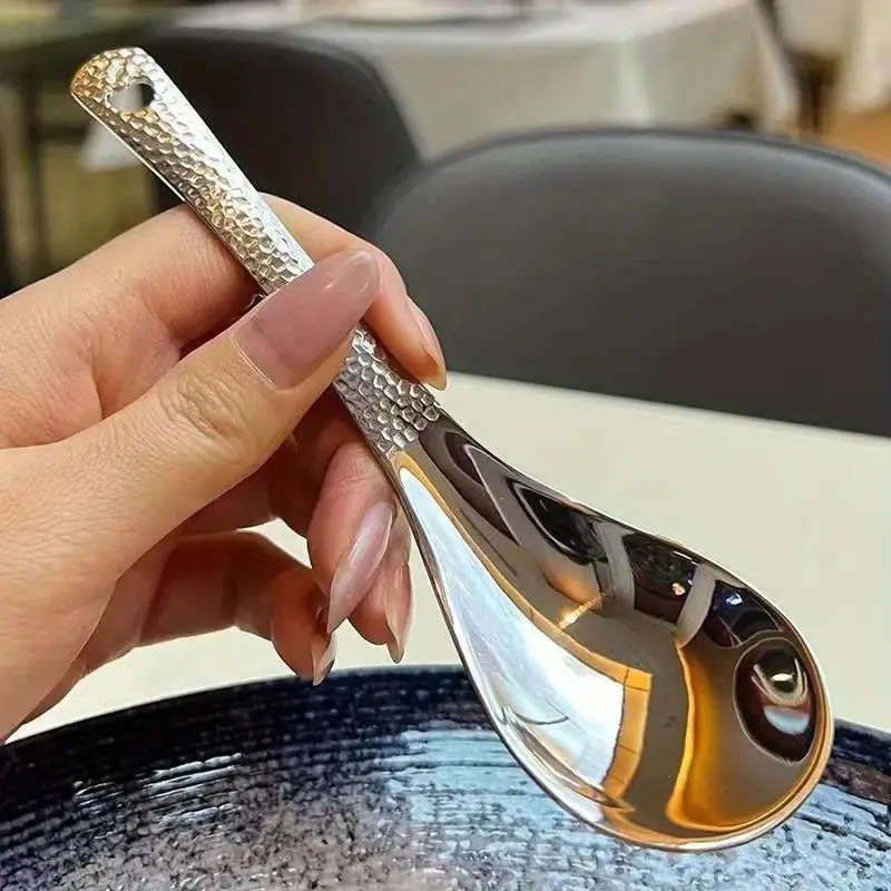 3pcs Stainless Steel Soup Spoon Deepened Type Large Capacity Soup Spoon Silvery Mirror Polished Cutl