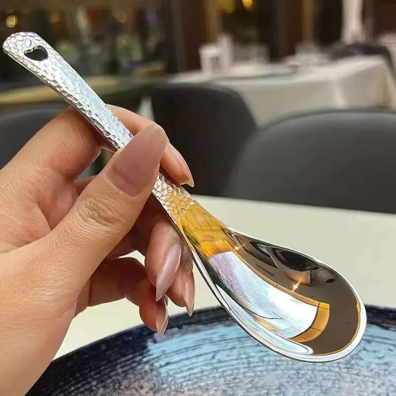 3pcs Stainless Steel Soup Spoon Deepened Type Large Capacity Soup Spoon Silvery Mirror Polished Cutl