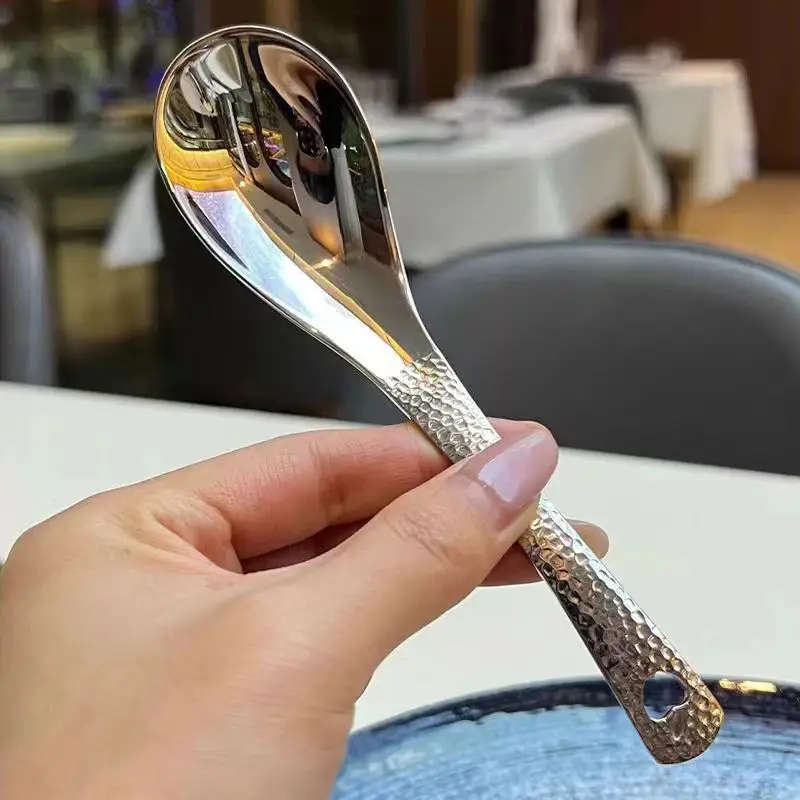 3pcs Stainless Steel Soup Spoon Deepened Type Large Capacity Soup Spoon Silvery Mirror Polished Cutl